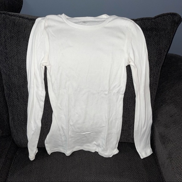 Old Navy White Swooped Neck Long Sleeve T-Shirt - Picture 1 of 2